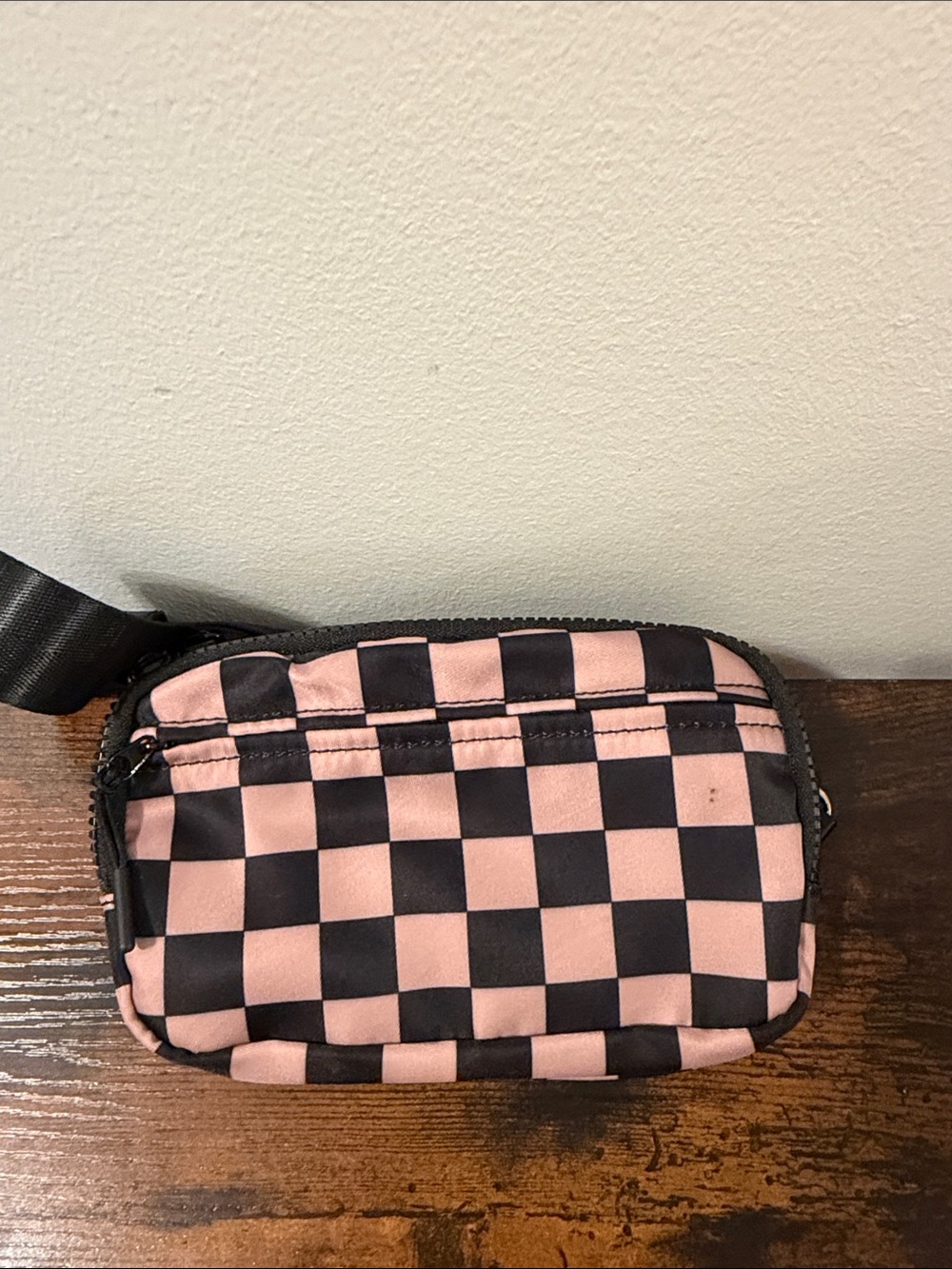 Pink and Black Check Mini Crossbody Bag